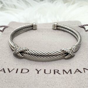 David Yurman .925 Double Diamond Crossover X Double Cable Bracelet